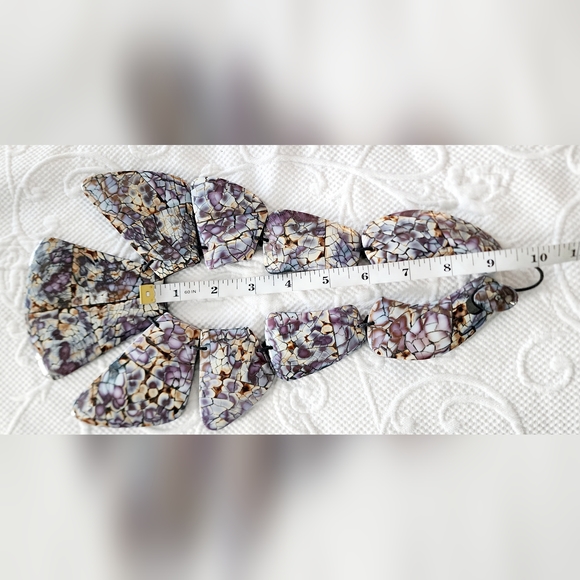 Statement Purple, Cream & Blue Abalone Shell Necklace - Picture 6 of 7